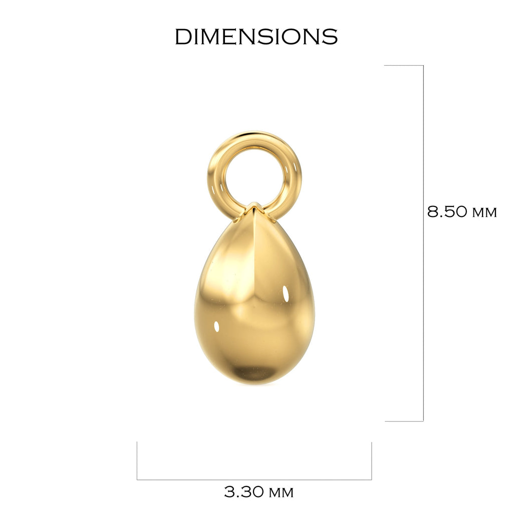 18k Solid Yellow Gold Teardrop Charm Pendant Finding, Gold Drops 3.3mmx8.5mm St Patricks Day