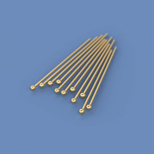 27 gauge 18k Solid Yellow Gold 20MM 0.8 INCH Ball Headpin Quantity: (2) or (10) or (50) St Patricks Day