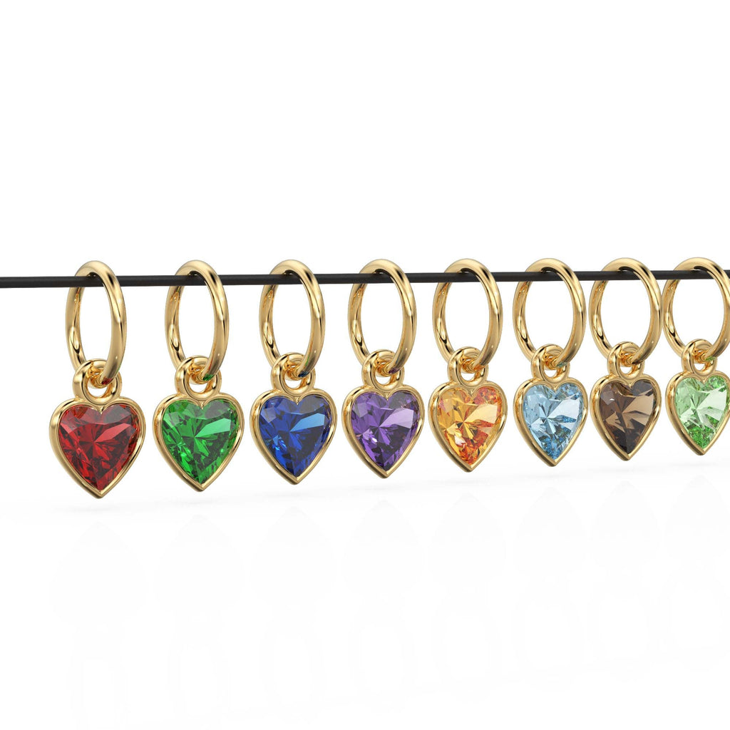 5mm Heart Diamond Charm Pendant / 18k Solid Gold Pendant / Heart Diamond Bezel Charm Pendant / Garnet Peridot Amethyst Citrine Blue Topaz - Jalvi & Co.