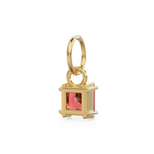 Load image into Gallery viewer, Red Ruby Princess Cut Solid Gold Charm / Ruby Gemstone Handmade 18k Gold Pendant / 14k Gold July Birthstone Jewelry Making Findings