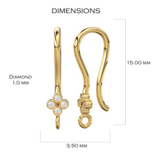 Load image into Gallery viewer, 14k Solid Gold Brilliant Diamond Finding Earwire Pair 15x3.30mm 20 GAUGE St Patricks Day