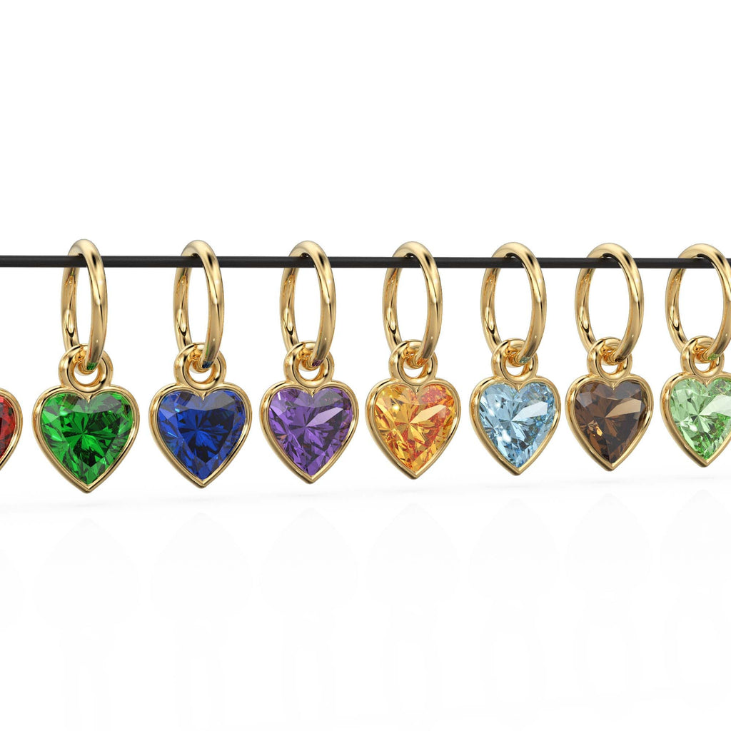5mm Heart Diamond Charm Pendant / 18k Solid Gold Pendant / Heart Diamond Bezel Charm Pendant / Garnet Peridot Amethyst Citrine Blue Topaz - Jalvi & Co.