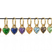 Load image into Gallery viewer, 5mm Heart Diamond Charm Pendant / 18k Solid Gold Pendant / Heart Diamond Bezel Charm Pendant / Garnet Peridot Amethyst Citrine Blue Topaz - Jalvi & Co.
