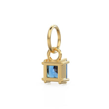Load image into Gallery viewer, Blue Sapphire Princess Cut Solid Gold Charm / Blue Gemstone Handmade 18k Gold Pendant / 14k Gold September Birthstone Jewelry Making Finding