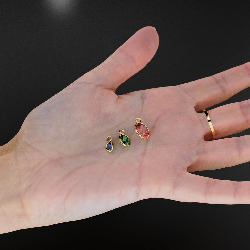 Real Red Ruby Oval Solid Gold Charm / Natural Hot Red Gemstone Handmade Gold Pendant / 1pc 14k Yellow Gold Jewelry Making Findings - Jalvi & Co.