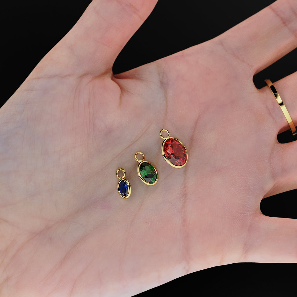 Real Red Ruby Oval Solid Gold Charm / Natural Hot Red Gemstone Handmade Gold Pendant / 1pc 14k Yellow Gold Jewelry Making Findings - Jalvi & Co.