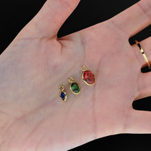 Load image into Gallery viewer, Real Red Ruby Oval Solid Gold Charm / Natural Hot Red Gemstone Handmade Gold Pendant / 1pc 14k Yellow Gold Jewelry Making Findings - Jalvi & Co.