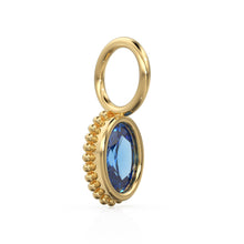 Load image into Gallery viewer, Sapphire Oval Cut Solid Gold Charm / Blue Gemstone Handmade 18k Gold Pendant / 14k Gold September Birthstone Jewelry Making Findings Gift