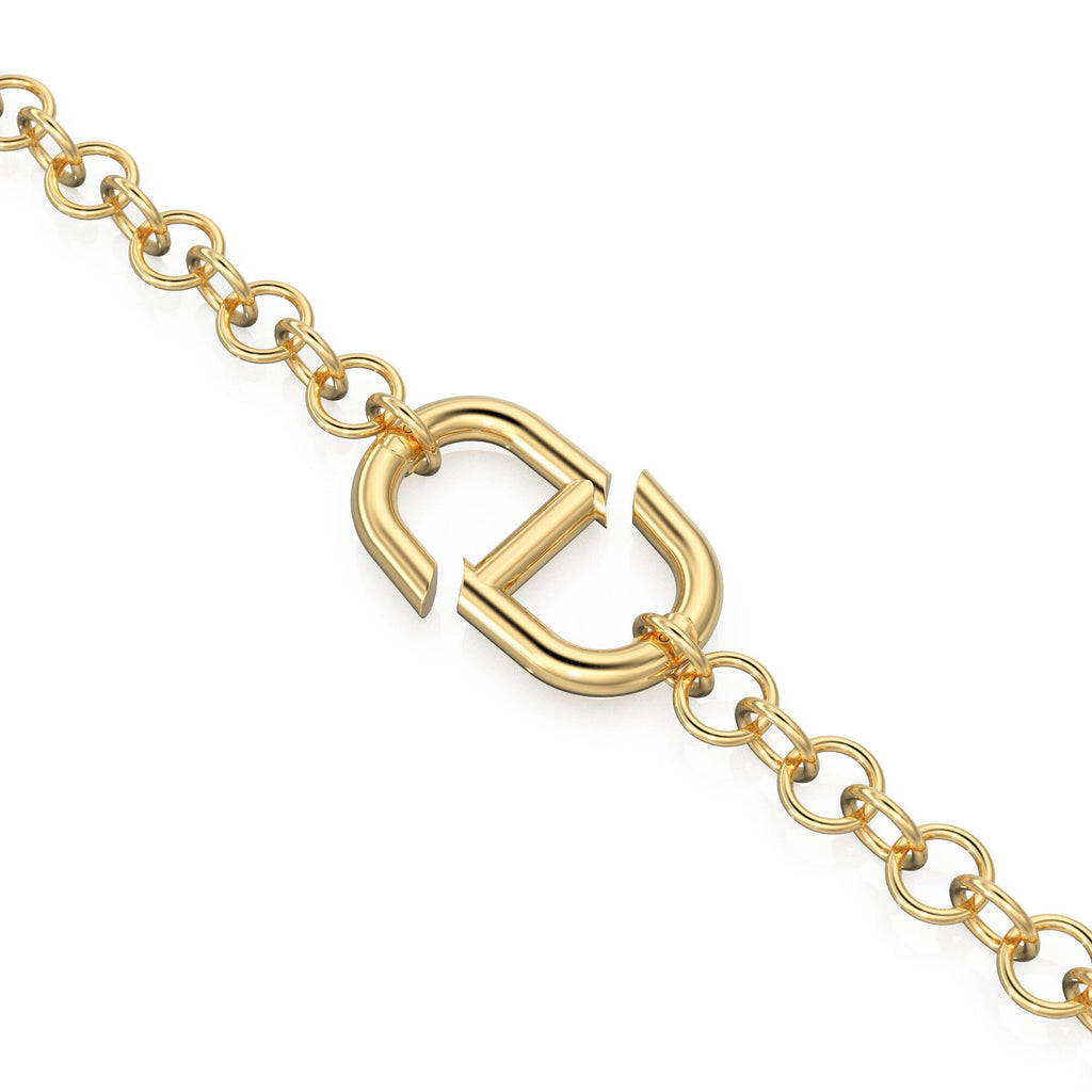 HUGE BIG 25mm 14K Solid Gold Mariner Link Connector / White Gold Solid Gold Charm Holder / Mariner Link Openable Charm / Connector Clasp - Jalvi & Co.