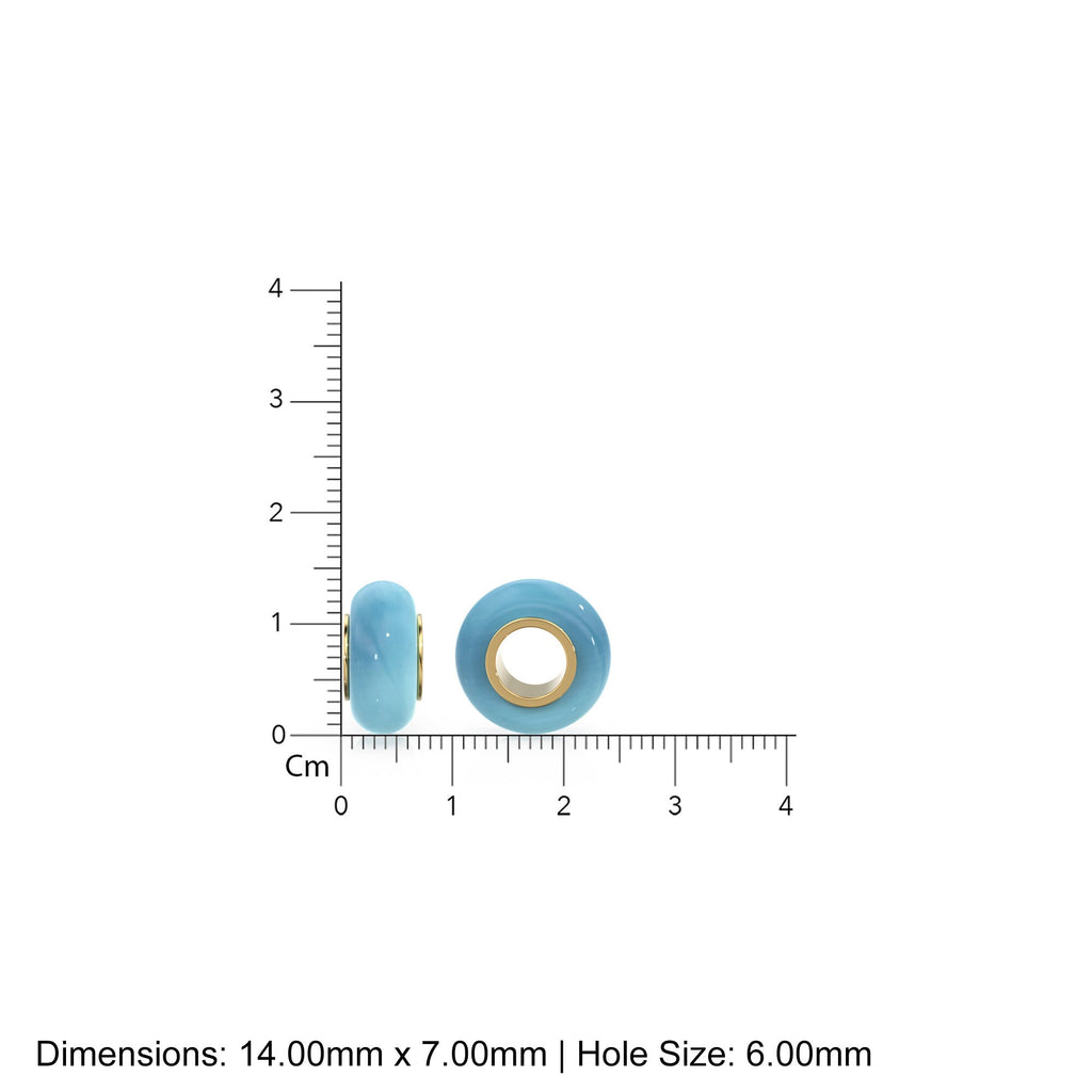 Aqua Chalcedony Bead, Chalcedony Bead Gold Core, Natural Chalcedony Bead, Gold Charm Gemstone Bead Pendant, Small Hole Bead, Big Hole Bead - Jalvi & Co.