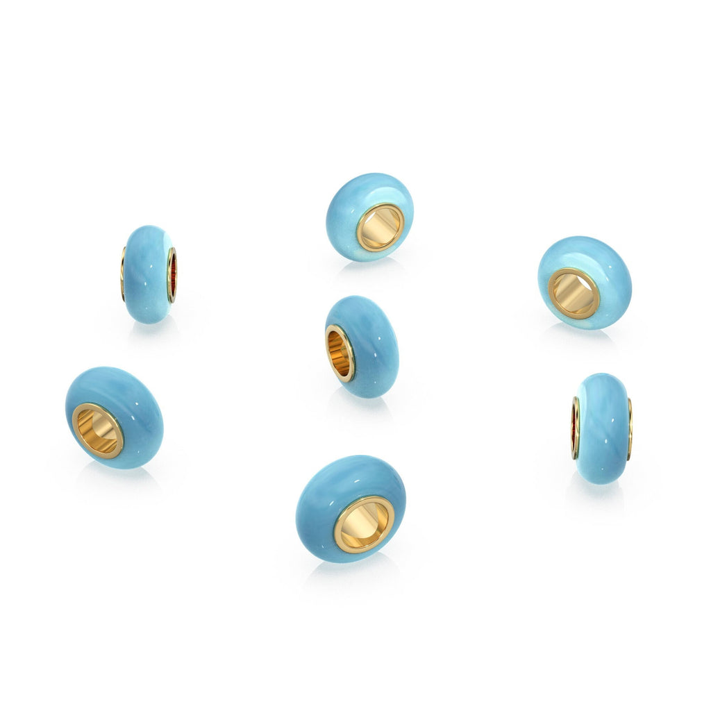 Aqua Chalcedony Bead, Chalcedony Bead Gold Core, Natural Chalcedony Bead, Gold Charm Gemstone Bead Pendant, Small Hole Bead, Big Hole Bead - Jalvi & Co.