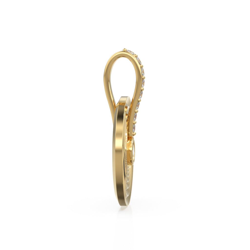 Spiral Gold Diamonds Disc Pendant / Natural Diamond Handmade Gold Coin Charm / 14k Solid Yellow Gold Circle Handmade Shimmer Necklace - Jalvi & Co.