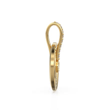 Load image into Gallery viewer, Spiral Gold Diamonds Disc Pendant / Natural Diamond Handmade Gold Coin Charm / 14k Solid Yellow Gold Circle Handmade Shimmer Necklace - Jalvi & Co.