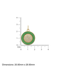 Load image into Gallery viewer, Green Emerald Pave Diamond Gold Pendant / Natural Diamond Handmade Gold Coin Charm / 14k Solid Yellow Gold Circle Handmade Hip Hop Necklace - Jalvi & Co.