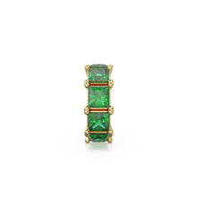 Load image into Gallery viewer, Large hole 12mm 18k Solid Yellow Gold Emerald Eternity Rondelle Wheel Bead Finding Spacer / Princess Cut Gold Bead / European Gold Big Bead