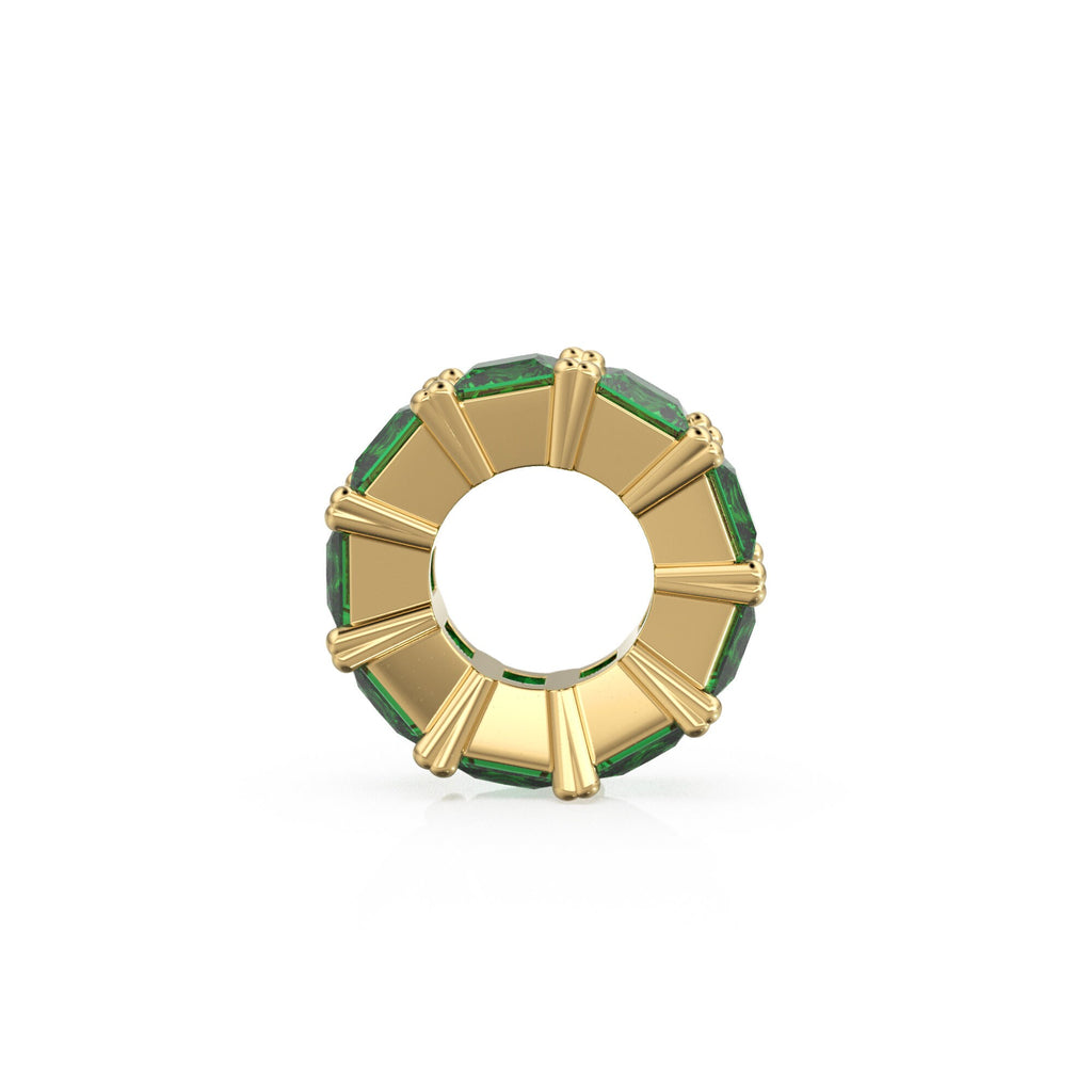 Large hole 12mm 18k Solid Yellow Gold Emerald Eternity Rondelle Wheel Bead Finding Spacer / Princess Cut Gold Bead / European Gold Big Bead