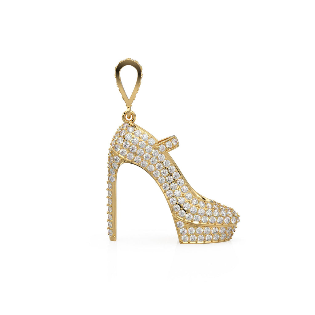 Pave Diamond Stiletto High Heel Shoe Charm / Diamond Pave High Heel Shoe Charm / Bracelet Charms / Necklace Charms / Pendant, 33mm x 24mm