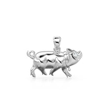 Load image into Gallery viewer, 14K Solid Yellow Gold Small Pig Pendant Charm .6" Long / 14k 18k Solid Gold Pendant / Diamond Piggy / Piglet Diamond Charm St Patricks Day