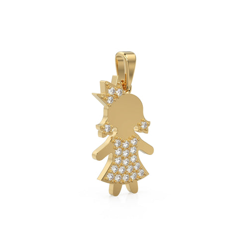 14K Solid Yellow Gold Girl Pendant / 14k 18k Solid Gold Pendant / Baby Gold Charm / Jewelry for Children Teen St Patricks Day