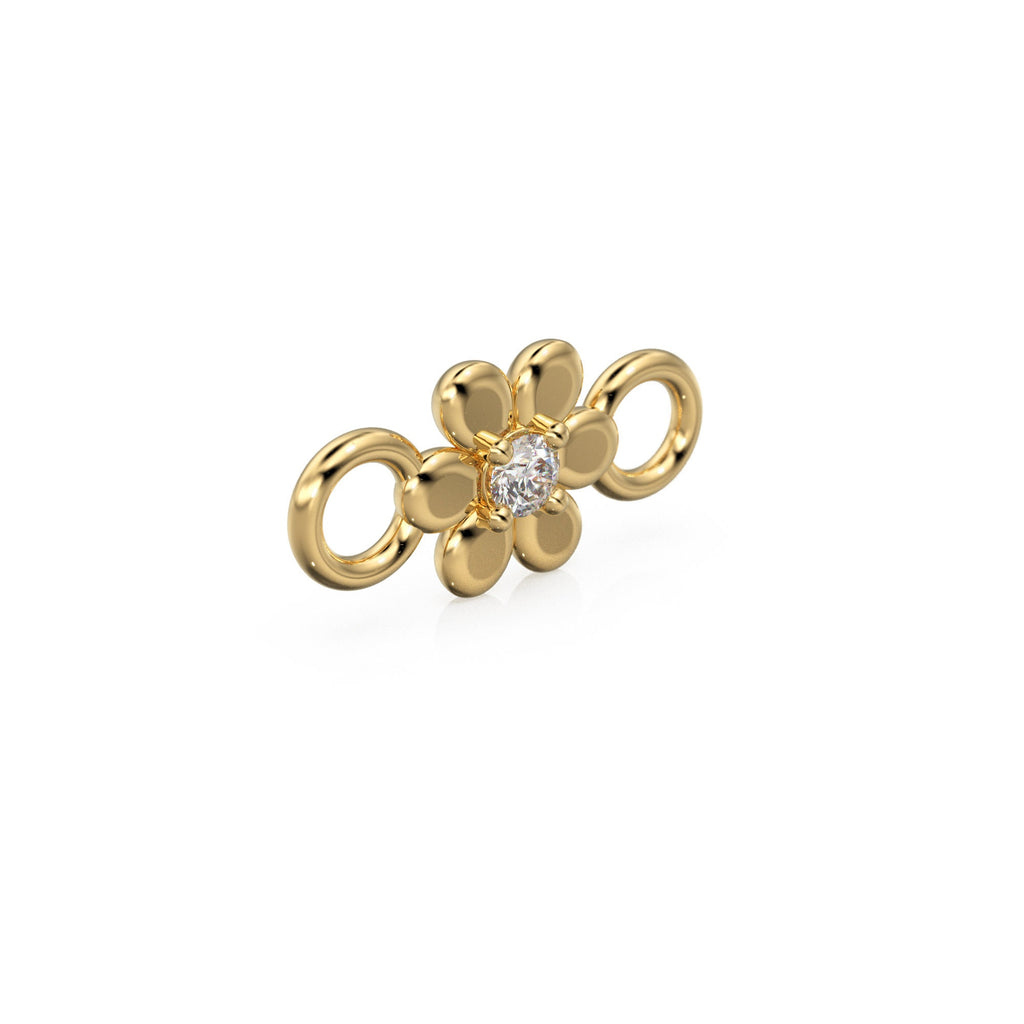 6x12mm Flower 18k Solid Yellow Gold Brilliant Diamond Connector Spacer Finding St Patricks Day