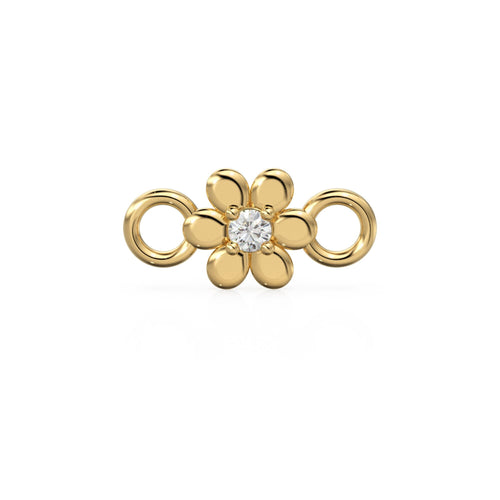 6x12mm Flower 18k Solid Yellow Gold Brilliant Diamond Connector Spacer Finding St Patricks Day
