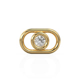 5.7x9.2mm Oval 18k Solid Yellow Gold Brilliant Diamond Connector Spacer / Solid 14k Gold Handmade Link Finding St Patricks Day