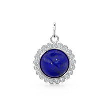 Load image into Gallery viewer, 26mm 14K Solid Yellow Gold Diamond Blue Lapis Lazuli Round Coin Shape Charm Necklace Pendant - Jalvi & Co.