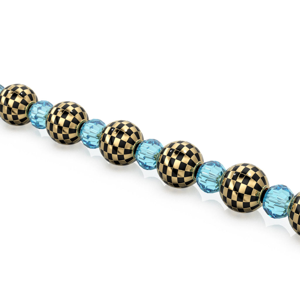 10mm 18k Solid Yellow Gold Round Ball Checkerboard Enamel Spacer Findings Beads (1 piece) St Patricks Day