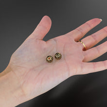 Load image into Gallery viewer, 10mm 18k Solid Yellow Gold Round Ball Checkerboard Enamel Spacer Findings Beads (1 piece) St Patricks Day