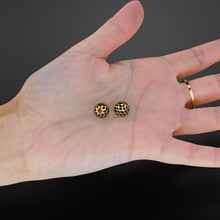 Load image into Gallery viewer, 10mm 18k Solid Yellow Gold Round Ball Checkerboard Enamel Spacer Findings Beads (1 piece) St Patricks Day