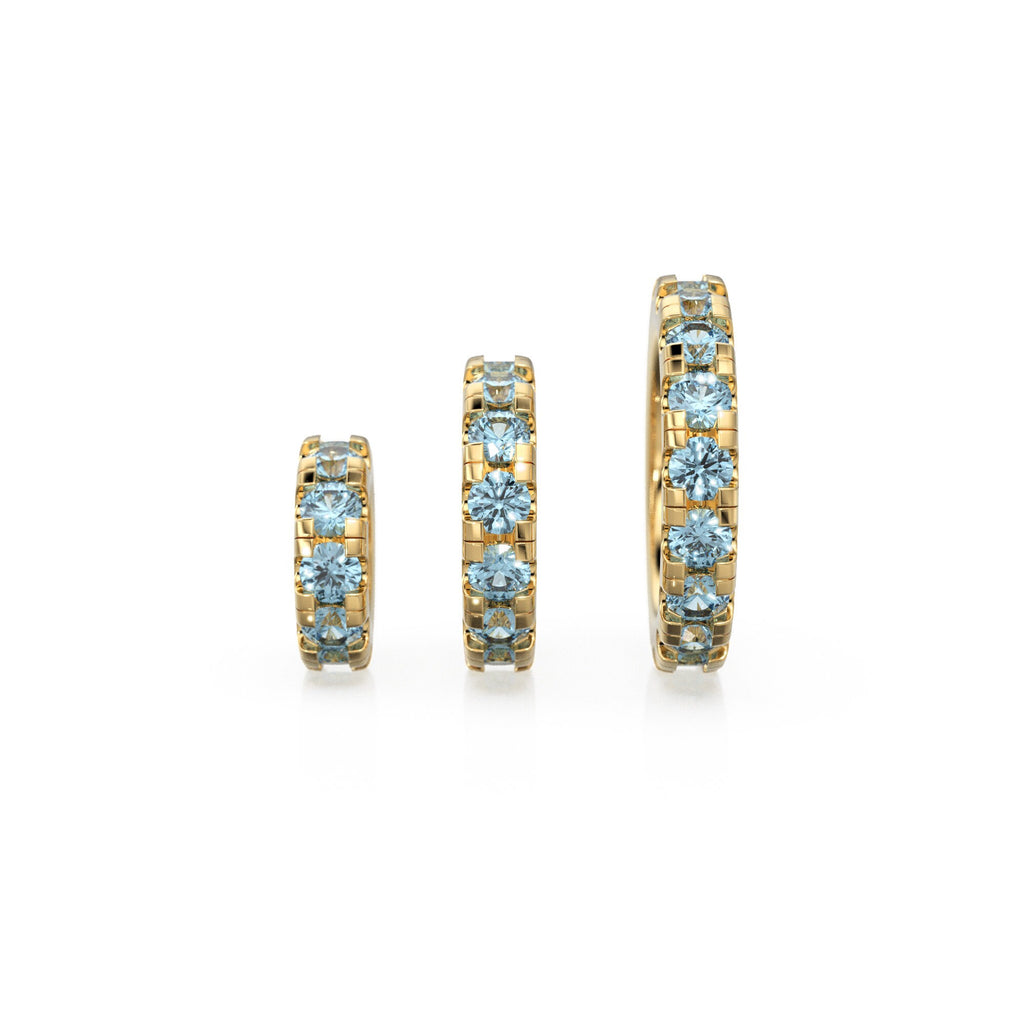 14k Gold Roundel Blue Topaz Charm, Blue Topaz Wheel Charm, Round Charm Holder, Eternity Round Blue Topaz Band Connector, March birthstone - Jalvi & Co.