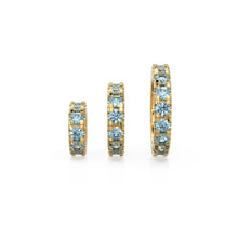 Load image into Gallery viewer, 14k Gold Roundel Blue Topaz Charm, Blue Topaz Wheel Charm, Round Charm Holder, Eternity Round Blue Topaz Band Connector, March birthstone - Jalvi & Co.