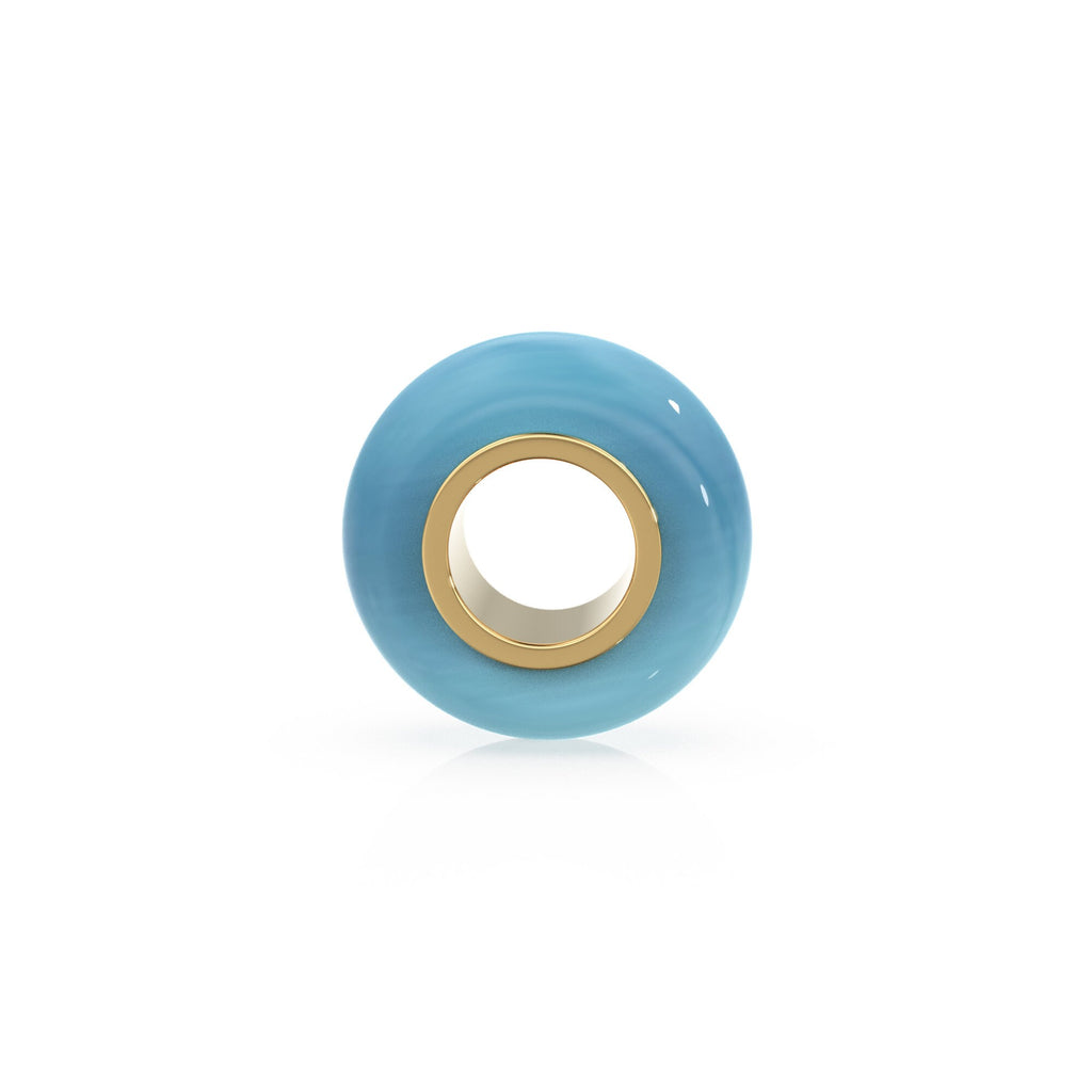 Aqua Chalcedony Bead, Chalcedony Bead Gold Core, Natural Chalcedony Bead, Gold Charm Gemstone Bead Pendant, Small Hole Bead, Big Hole Bead - Jalvi & Co.