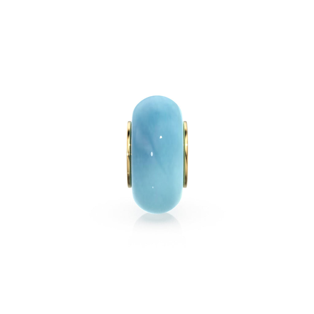 Aqua Chalcedony Bead, Chalcedony Bead Gold Core, Natural Chalcedony Bead, Gold Charm Gemstone Bead Pendant, Small Hole Bead, Big Hole Bead - Jalvi & Co.