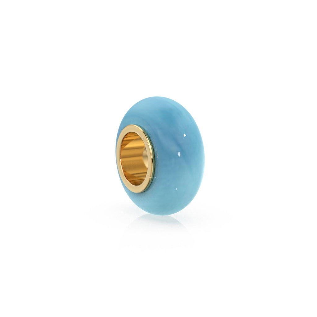 Aqua Chalcedony Bead, Chalcedony Bead Gold Core, Natural Chalcedony Bead, Gold Charm Gemstone Bead Pendant, Small Hole Bead, Big Hole Bead - Jalvi & Co.