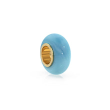 Load image into Gallery viewer, Aqua Chalcedony Bead, Chalcedony Bead Gold Core, Natural Chalcedony Bead, Gold Charm Gemstone Bead Pendant, Small Hole Bead, Big Hole Bead - Jalvi & Co.