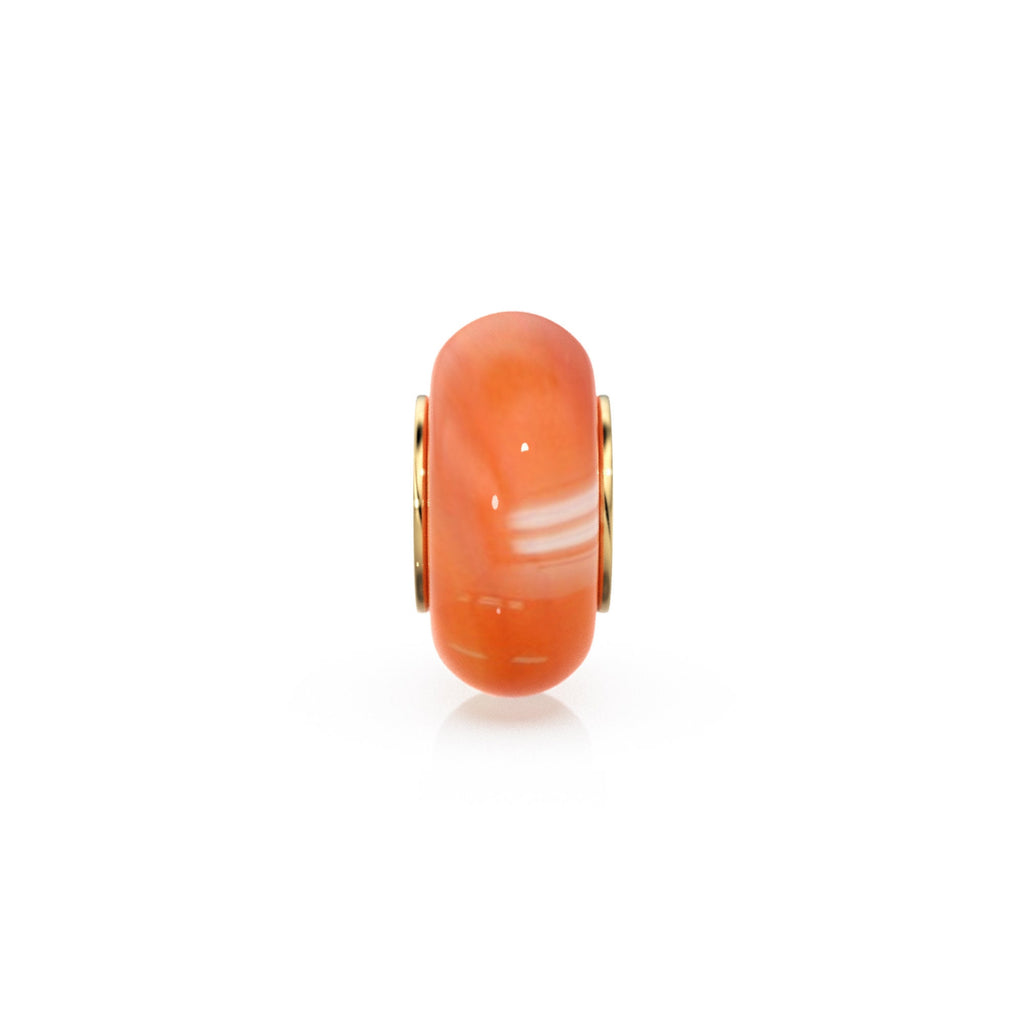 Orange Carnelian Bead, Carnelian Bead Gold Core, Natural Carnelian Bead, Gold Charm Gemstone Bead Pendant, Small Hole Bead, Big Hole Bead - Jalvi & Co.