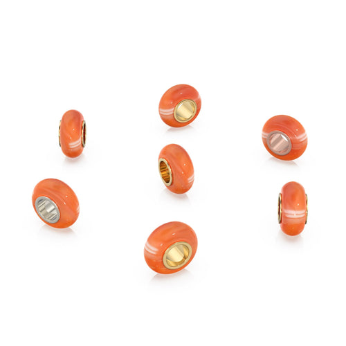 Orange Carnelian Bead, Carnelian Bead Gold Core, Natural Carnelian Bead, Gold Charm Gemstone Bead Pendant, Small Hole Bead, Big Hole Bead - Jalvi & Co.