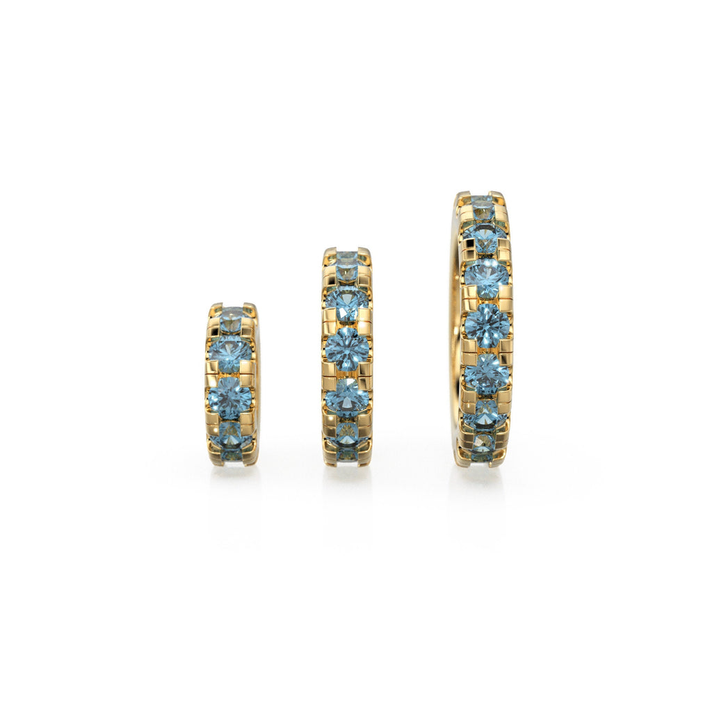 14k Gold Roundel London Blue Topaz Charm, Blue Topaz Wheel Round Charm Holder, Eternity Round Blue Topaz Band Connector, March birthstone - Jalvi & Co.