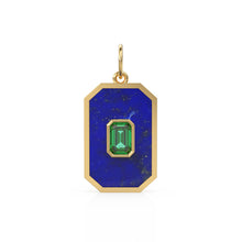 Load image into Gallery viewer, 14K Solid Yellow Gold Emerald Mother of Pearl Charm, Australian Opal, Emerald, Mother of Pearl, Stunning Gemstone Charm Pendant Turquoise