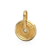 Load image into Gallery viewer, Spiral Gold Diamonds Disc Pendant / Natural Diamond Handmade Gold Coin Charm / 14k Solid Yellow Gold Circle Handmade Shimmer Necklace