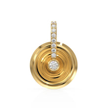 Load image into Gallery viewer, Spiral Gold Diamonds Disc Pendant / Natural Diamond Handmade Gold Coin Charm / 14k Solid Yellow Gold Circle Handmade Shimmer Necklace - Jalvi & Co.