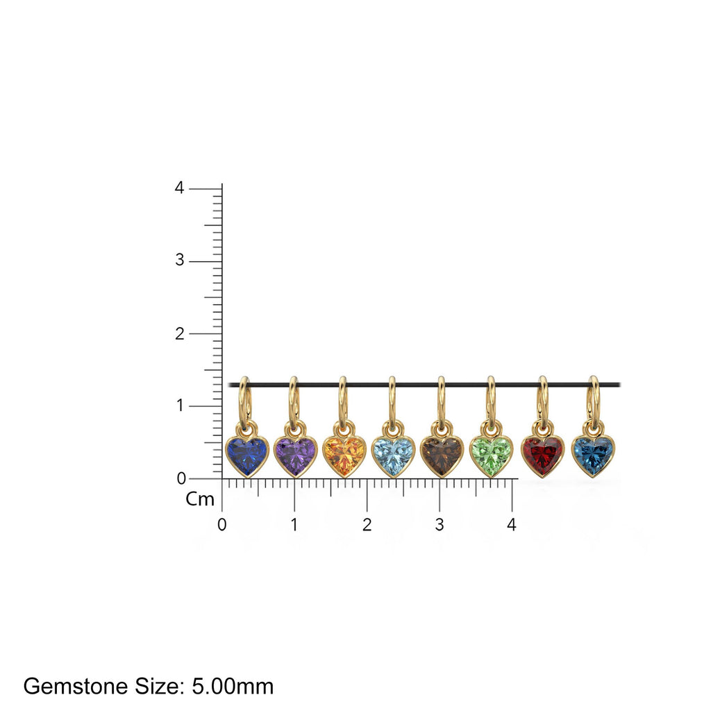 5mm Heart Diamond Charm Pendant / 18k Solid Gold Pendant / Heart Diamond Bezel Charm Pendant / Garnet Peridot Amethyst Citrine Blue Topaz - Jalvi & Co.