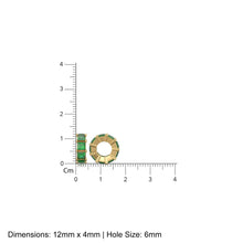 Load image into Gallery viewer, Large hole 12mm 18k Solid Yellow Gold Emerald Eternity Rondelle Wheel Bead Finding Spacer / Princess Cut Gold Bead / European Gold Big Bead