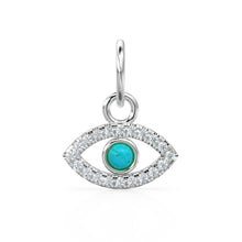 Load image into Gallery viewer, 10mmx12.5mm 14K Solid Yellow Gold Diamond Sleeping Beauty Turquoise Evil Eye Charm Necklace Pendant
