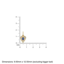 Load image into Gallery viewer, 10mmx12.5mm 14K solid Yellow Gold Diamond Blue Sapphire LOVE Heart Charm Necklace Pendant Ruby Emerald Topaz Necklace