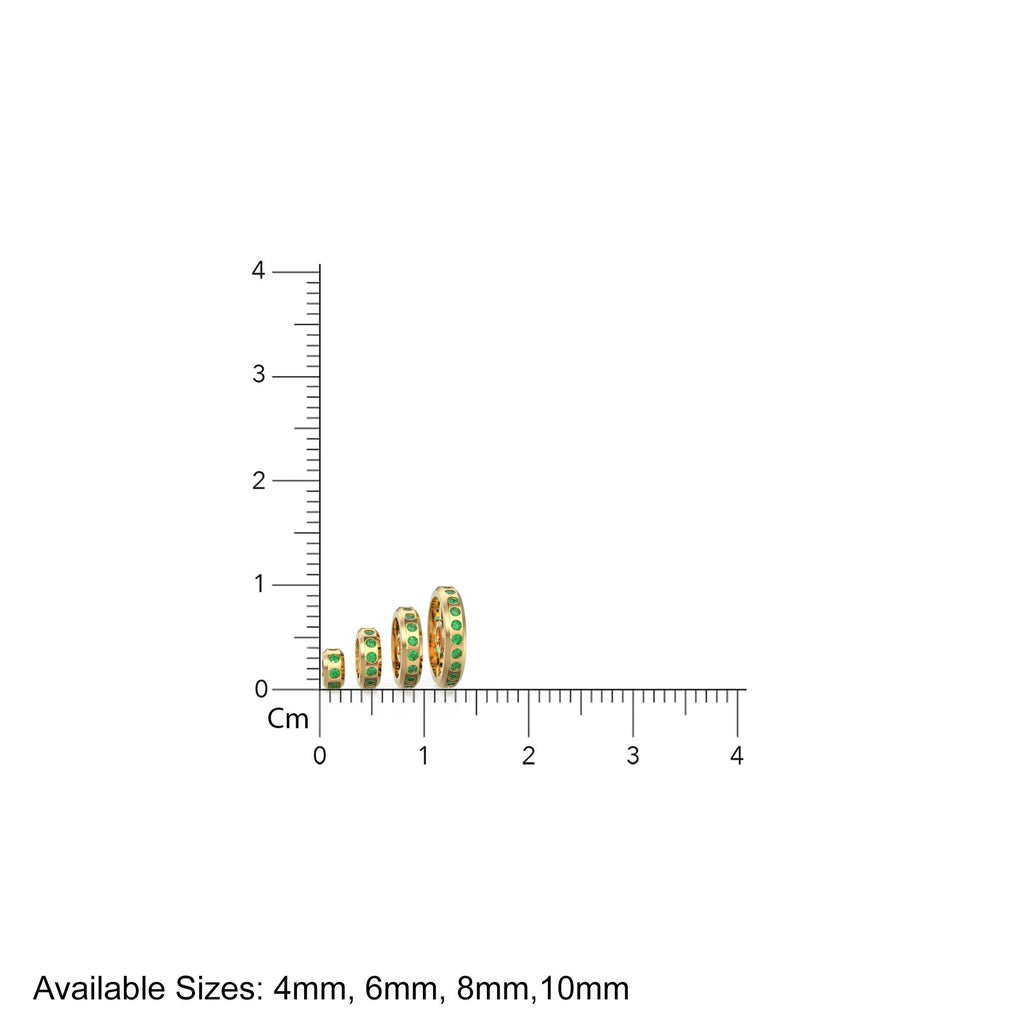 Real Green Emerald 18k Solid Gold Eternity Rondelle Wheel Spacer Handmade Beads - Jalvi & Co.