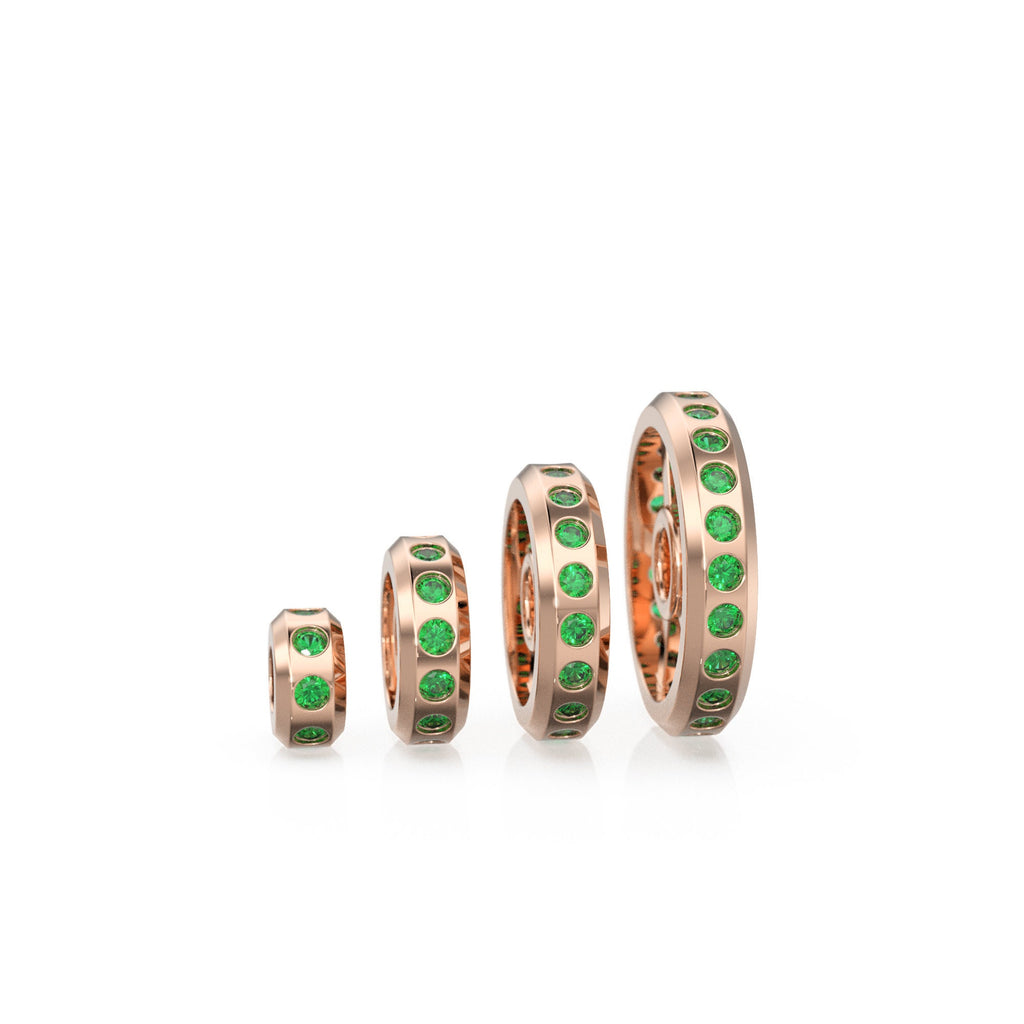 Real Green Emerald 18k Solid Gold Eternity Rondelle Wheel Spacer Handmade Beads - Jalvi & Co.