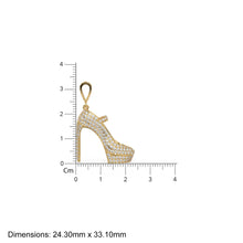 Load image into Gallery viewer, Pave Diamond Stiletto High Heel Shoe Charm / Diamond Pave High Heel Shoe Charm / Bracelet Charms / Necklace Charms / Pendant, 33mm x 24mm