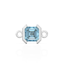 Load image into Gallery viewer, 14k Solid Gold Aquamarine Emerald Square Cut Connector / Matte Finish Gemstone Station / March Birthstone Bezel Charm Bracelet Spacer - Jalvi & Co.